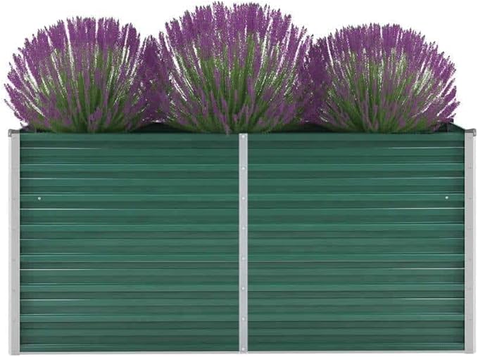 Garden Raised Bed Galvanized Steel 63x15.7x31.3 Green