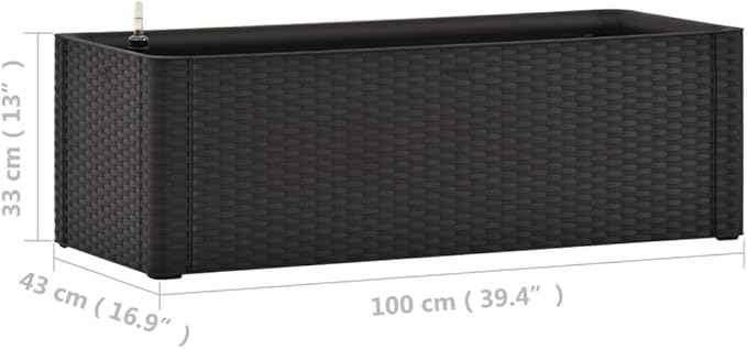 Anthracite Polypropylene Raised Bed for Garden or Patio - 39.4x16.9x13.0 in with Self-Watering System Ideal for Landscape Galvanized Fencing and Welded Wire - Baskets