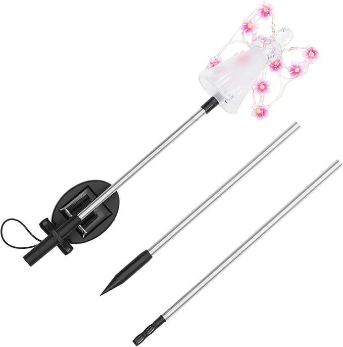 Happyyami Solar Angel Garden Stake Lights Angel Solar Lights Outdoor Garden Decorative Memorial Lights for Cemetery Grave Memorial Gift Christmas Yard Art Purple