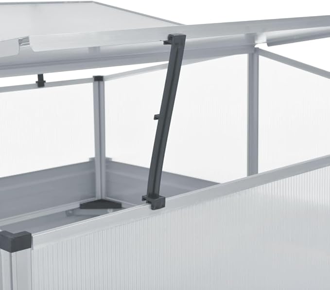 Galvanized Steel Garden Raised Bed with Greenhouse Outdoor Galvanized Metal Planter Box Outdoor Gardening Planting Box for Flowers and Plants Grey 39.4x39.4x33.5-55