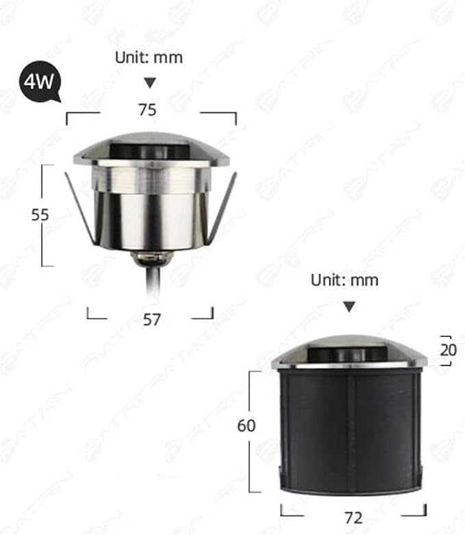 Outdoor Landscape Lamp - LED Buried Lights DC 24V Low VoltageOne / Two / Four Side Wall Light IP67 Waterproof Recessed LED Spotlight Inground Driveway Pathway Lights Easy To Install(Blue4W-75MM-A