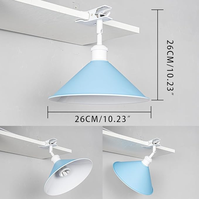 Clip Mount 5.9Ft Plug in Timing Cord Plant Light Full Spectrum White Light White Base Blue Metal Shade Adjusted Angle Modern Clamp Light for Indoor Plants