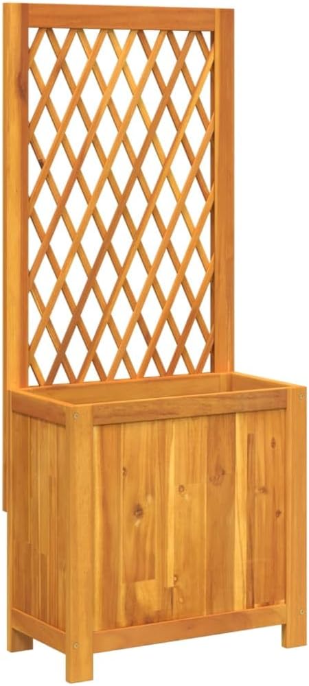 Wooden Planter with Trellis Raised Garden Bed with Trellis Wood Standing Planter Stand for Climbing Plants Flowers Vegetables Herbs 21.7x11.6x52 Solid Wood Acacia-507