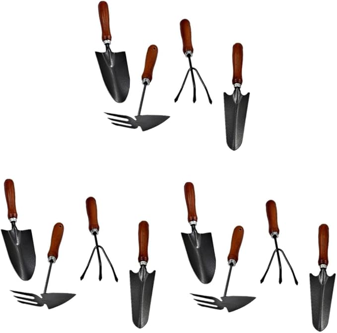 BESPORTBLE 4pcs Mini Garden Tool Set Iron Shovels Handles for Planting Transplanting and Weeding Flower Pots and Gardens
