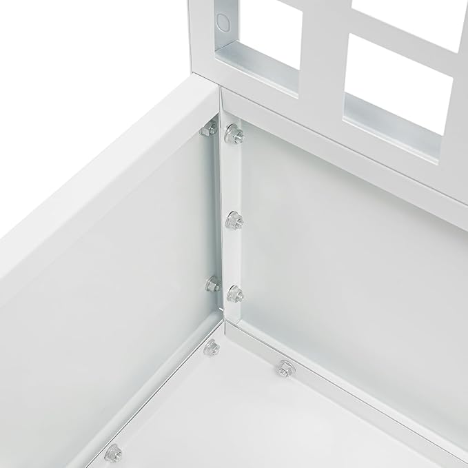 Metal Raised Garden Bed with Privacy Screen Standing Vertical Horticulture Trellis Planter Planter Box with Trellis - for Climbing Plants Vegetables Herbs &amp Flowers - 71x35x16 (White)