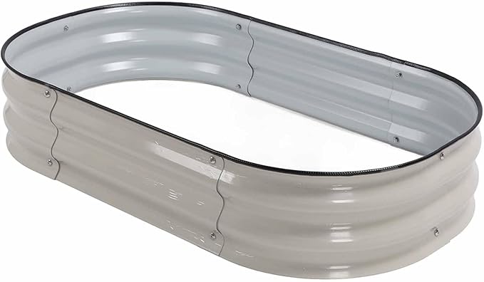 Zerodis Raised Garden Bed Kit for Vegetables Flower Raised Planter Bed 304 Stainless Steel Stable Open Base Wide Application (Ivory White)