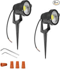 Youngine Pack of 2 12V Low Voltage LED Landscape Lights Waterproof Outdoor Walls Trees Flags Spotlights 5W COB Garden Yard Path Lawn Light with Spike Stand (Cool)NO Plug