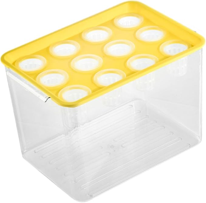 Indoor Hydroponics Tool Hydroponics Grower Kit Rectangular Sturdy 12 Hole Microgreens Growing Kit for Indoor Vegetables Home Yellow Lid