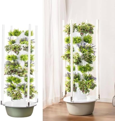 30L Hydroponic Growing Tower - Vertical Planter for Herbs Fruits and Vegetables - Soilless Cultivation System - Indoor Hydroponics Kit for Home &amp School 7 Layers