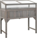 YAFF Raised Bed with Greenhouse 43.3x21.3x47.2 Solid Fir Wood(Gray)