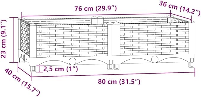 vidaXL Raised Garden Bed in Grey - Large Rectangular Polypropylene Planter for Outdoor Use - Suitable for Patio Balcony Garden - Perfect for Growing Plants Flowers Herbs and Vegetables