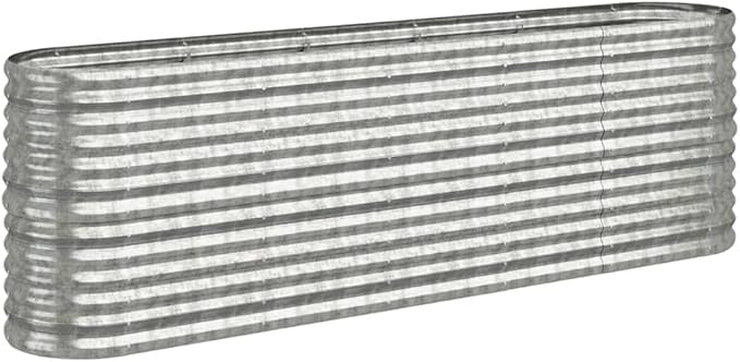 Large Oval Garden Raised Bed 88.2 x 88.2 x 26.8 in Silver Powder-Coated Steel Planter Box for Vegetables Herbs Flowers Robust Modern Outdoor Planter for Patio Balcony Backyard