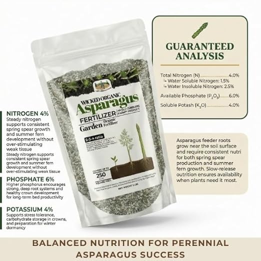 Old Cobblers Farm™ Wicked Organics Organic Asparagus Fertilizer - All-Natural Plant Nutrients for Healthy Growth (5lbs/10lbs/15lbs/20lbs) (10lbs)