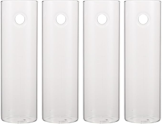 DOITOOL 4 Sets Wall Mounted Cylindrical Glass Vase with Hooks Transparent Hanging Flower Vase Decorative Wall Hydroponics Planter for Entryway Office