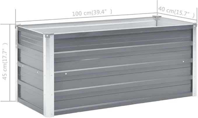 Outdoor Garden Raised Bed Galvanized Steel Metal Outdoor Garden Raised Planter Box for Flowers Vegetables Fruits Herbs Gray 39.4x15.7x17.7