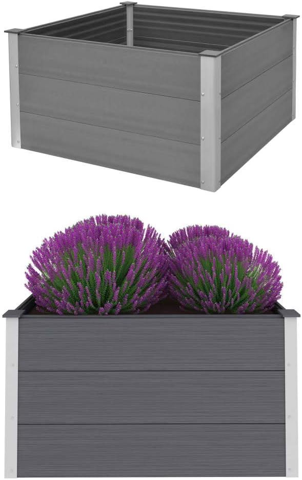 SKM Garden Raised Bed WPC 39.4x39.4x21.3 Gray
