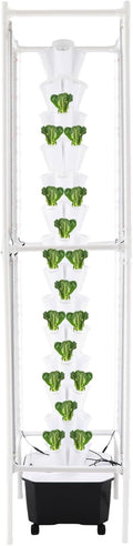 Hydroponic Growing System Kit - 70 Pods Large Vertical Hydroponics Tower with 8 LED Light Strips 14-Tiers Smart Indoor Herb Garden for Kitchen Office Winter Balcony Planting (White)
