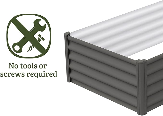 ABSCO Premium Galvanized DIY 6' x 3' Rectangle Garden Bed DIY with Easy Assembly and Superior Drainage Woodland Gray Galvanized Steel Metal Planter Garden Planter Box with 16 Walls for All Plants