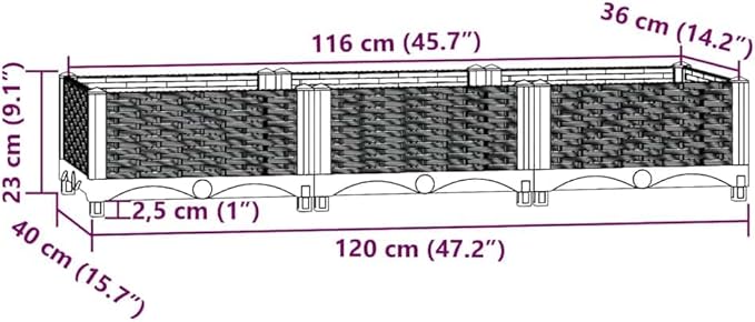 Raised Bed Blue Grey Polypropylene 47.2 x 15.7 x 9.1 in Durable Gardening Pots &amp Planters 310399