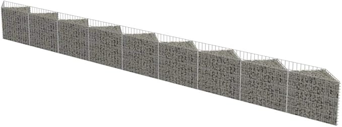 Galvanized Steel Gabion Planter Raised Bed Outdoor Garden Galvanized Steel Wire Mesh Grid Stone Wall Flower Raised Bed for Vegetables Flowers Plants 248x11.8x19.7 -AA