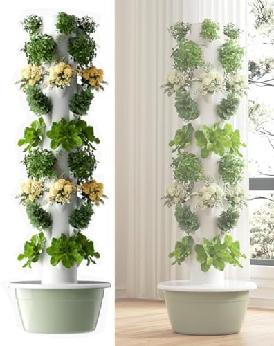 Hydroponics Growing20 Pods Indoor Vertical Garden Kit with LED Light Automatic TimerHydrating Pump Adapter Aeroponic Tower Garden for