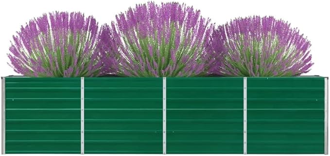 Galvanized Steel Garden Raised Bed Kit Outdoor Planter Raised Garden Boxes Metal Raised Garden Beds for Vegetables Herbs Flowers 126x15.7x30.3 Green-1126