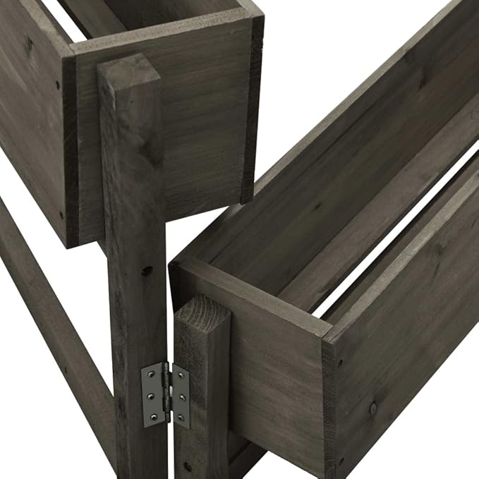 Solid Firwood Planter Grey Water-Based Finish 23.6x23.6x29.5 Inch Outdoor Raised Garden Bed for Patio Balcony Gardening