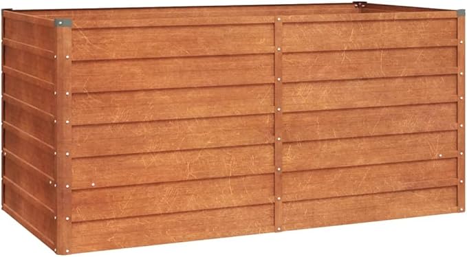 Large Corten Steel Garden Raised Bed Rustic &amp Modern Farmhouse Design Outdoor Planter Box Metal Raised Planter Bed for Vegetables Flowers 63x31.5x30.3 Brown-363