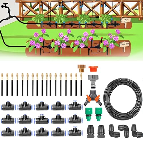 360° Adjustable Drip Irrigation System Kit with Smart Timer for Garden Greenhouse &amp Yard - 20m (65.6ft) Auto Watering Solution for Plants Efficient Watering System