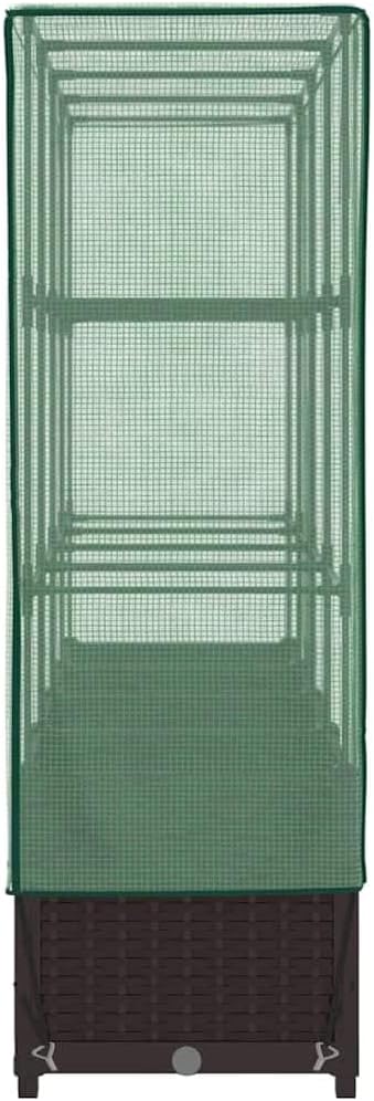 Raised Garden Bed Brown Polypropylene Iron Polyethylene 63 Large Planter Box with Greenhouse Cover Outdoor Elevated Planters for Vegetables Herbs Flowers