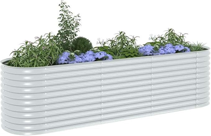 Garden Raised Bed Silver Galvanized Steel 126x31.5x31.9 inch Large Outdoor Metal Planter Box for Vegetables