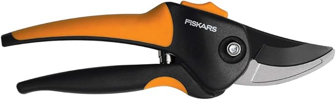 Fiskars 384490-1002 Garden Scratch Tool Set with Shovel Hand Rake and Spade for Weed Removal Digging Gardening Black/Orange &amp 79436997J Softgrip Bypass Pruner Black/Orange Small