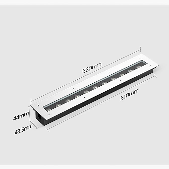 Led Landscape Lights - Outdoor Buried Lights Stainless Steel Panel Rectangle Floor Ground Light Ip67 Waterproof Recessed Spotlight For Patio Step Walkway Easy Instal-Warm White Color-36W520MM