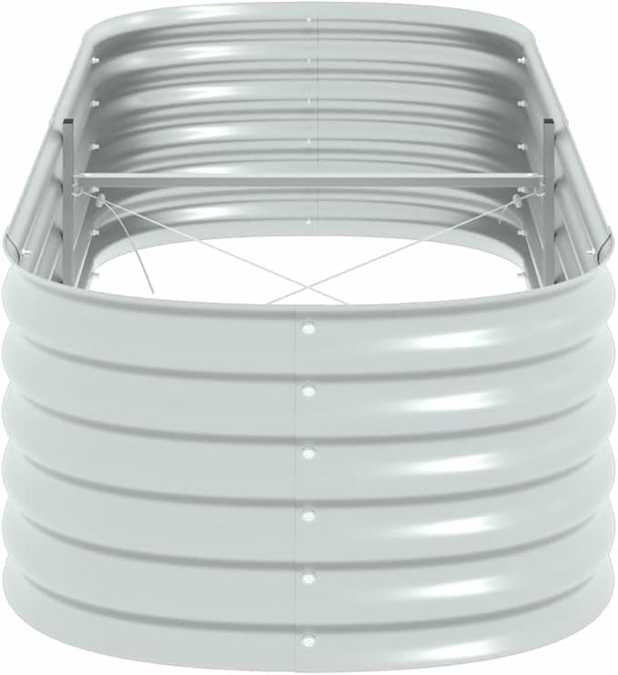 Steel Planter Raised Bed Metal Flower Box Planter Raised Beds Outdoor Garden for Planting Fruit 94.5x31.5x17.3 Silver-885