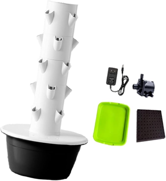 Hydroponics Growing System Kit Hydroponic Tower Planting Tools with Pump High Yield Vertical Garden Planter for Vegetables Black S