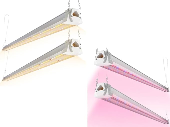 FREELICHT 4 Pack 4FT LED Grow Light 40W (250W Equivalent) Sunlike Full Spectrum+Red Blue (660nm+460nm) Spectrum Integrated Plant Light for Hydroponic Seeding Veg Flower Plug-in with On/Off Switch
