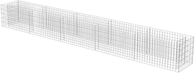 Gabion Raised Bed Silver Galvanized Steel 177.2 x 19.7 x 19.7 in Heavy-Duty Outdoor Planter Box for Gardening Weather-Resistant Garden Bed