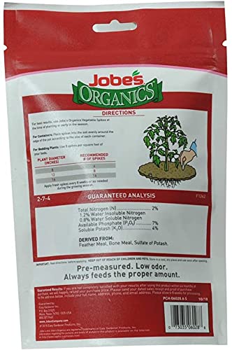 Jobe's 6028 50-Pack Organic Vegetable Fertilizer Food Spikes Garden Lawn Supply Maintenance (Pack of 6)