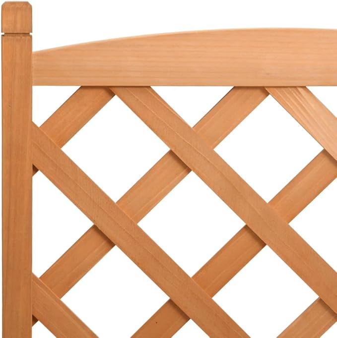 Planter with Trellis Brown Solid Wood Fir Raised Garden Bed for Climbing Plants Outdoor Patio Planter Box with Trellis Raised Flower Bed Elevated Garden Bed for Vegetables and Flowers