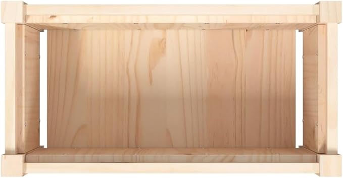 Garden Planter Set of 2 Natural Solid Pine Wood Rectangular Outdoor Raised Garden Bed for Flowers Herbs Vegetables 23.6x23.6x12.2 inch Capacity
