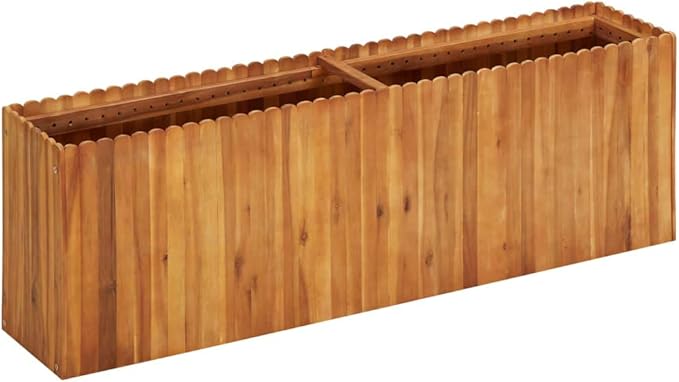 Garden Planter Raised Bed Patio Flower Plant Vegetable Bed with Slatted Bottom Wooden Lawn Backyard Outdoor Patio DIY DecorAcacia Wood 59x11.8x19.6