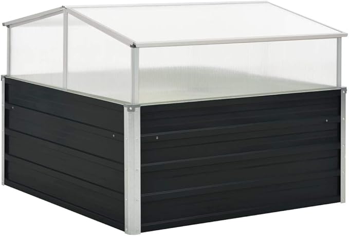Garden Raised Bed with Greenhouse Outdoor Planting Boxes Suitable for Indoor and Outdoor Flowers and Plants 39.4x39.4x33.5 Anthracite