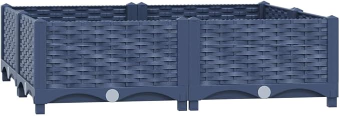 Raised Bed Blue Grey Polypropylene 31.5 x 31.5 x 9.1 in Planters Gardening Pots &amp Planters 310410