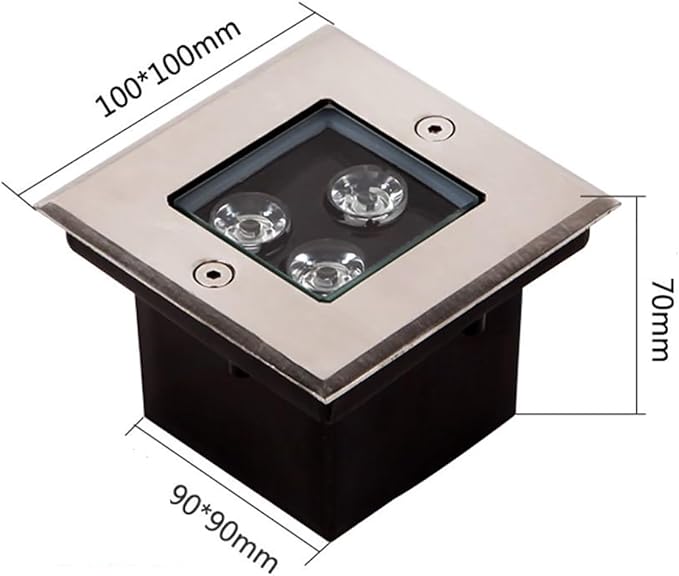 Outdoor Buried Lights - LED Landscape Lights AC 12V LED Gardens Floor Lamp Ip67 ?Waterproof Square Embedded Led Spot Lights for Terrace Villa Paths Garage IlNatural White-3w