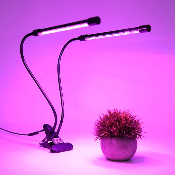 USB LED Plant Lamp for Indoor Plants | 360° Adjustable Clip Lamp with Timer | Hydroponics/Flowering/Fruiting | 18W Red &amp Blue Wavelengths 5V USB Operated