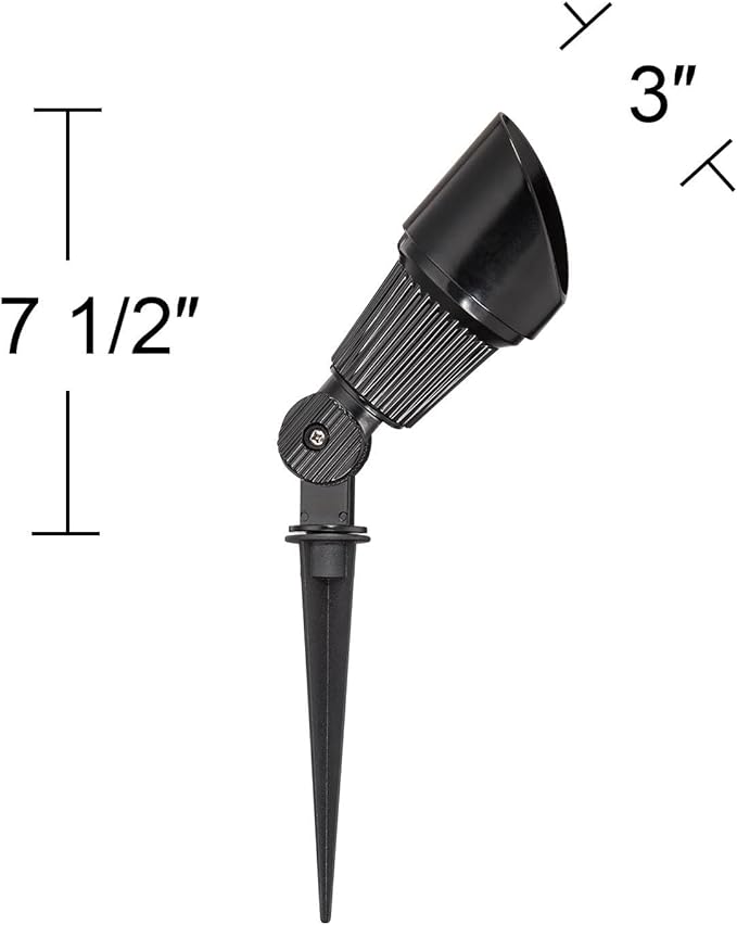 John Timberland Hooded 7 1/2 High Traditional 2 Pack of Outdoor Landscape Spotlights Porch House Exterior Outside LED Bulb Weatherproof Black Aluminum Front Door Patio Garage Home Deck Garden