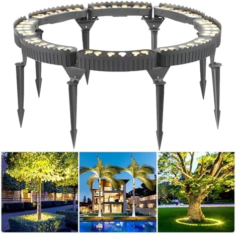 Outdoor Landscape Spotlights Outdoor Led Garden Lights Courtyards Ring Tree Light Aluminum Landscape Spotlights for Trees Easy to Use(Warm White LightPack of 8)