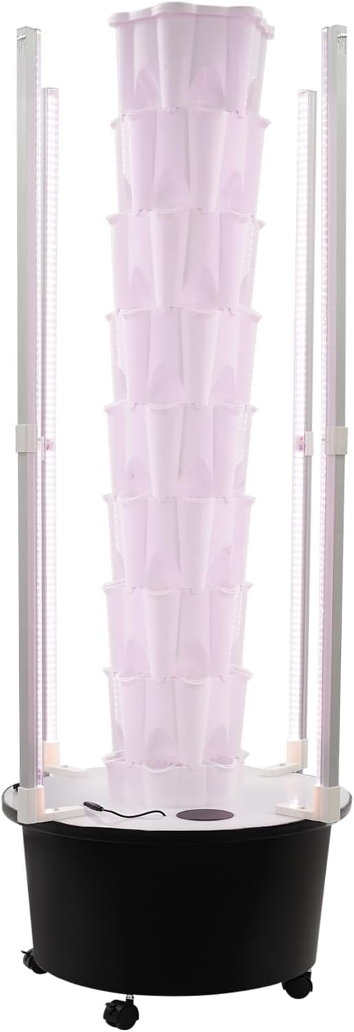 Hydroponics Growing System Kit 8-Layer 48Pod Vertical Indoor Garden Planter with Timed Lighting Water Circulation System Hydroponic Tower for Vegetable Herb Fruit