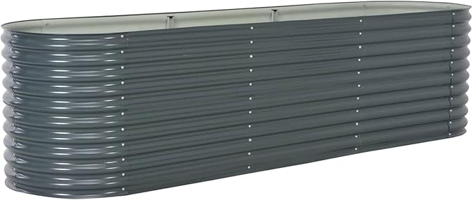 Garden Raised Bed Planter Raised Beds Raised Planter Box Planters for Outdoor Plants Garden Beds 126x31.5x31.9 Galvanized Steel Gray