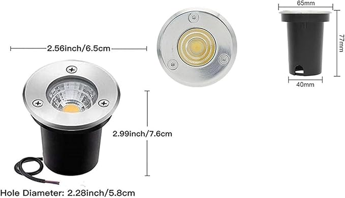 Underground Light LED - LED Beam Spotlight 4PCS 3W 12V Ground LEDs Landscape Spot Lights IP67 Waterproof Low Voltage COB Recessed Outdoor Buried Lamp for PatWarm White